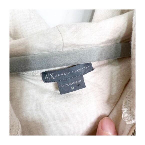 Armani Exchange Hoodie Sweater Zip Up Wool Blend Cream Womens Medium Jacket - Picture 6 of 7